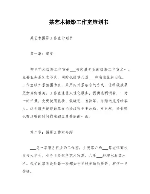 某艺术摄影工作室策划书