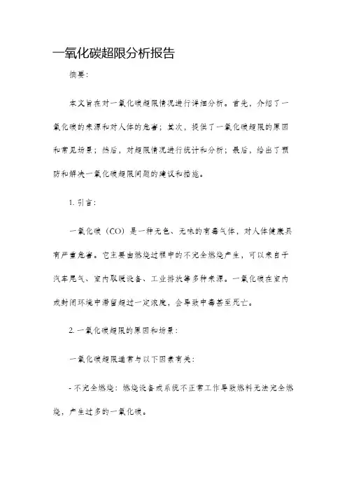 一氧化碳超限分析报告