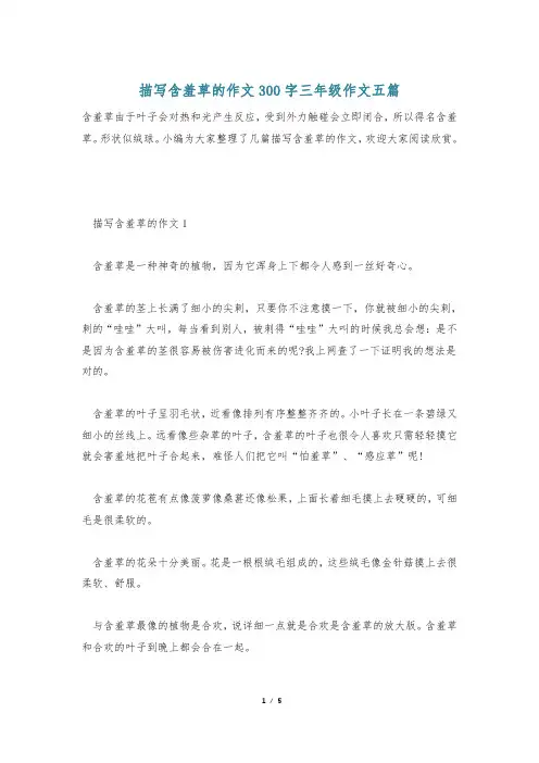 描写含羞草的作文300字三年级作文五篇