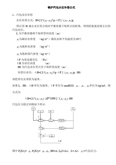 汽包水位补偿公式
