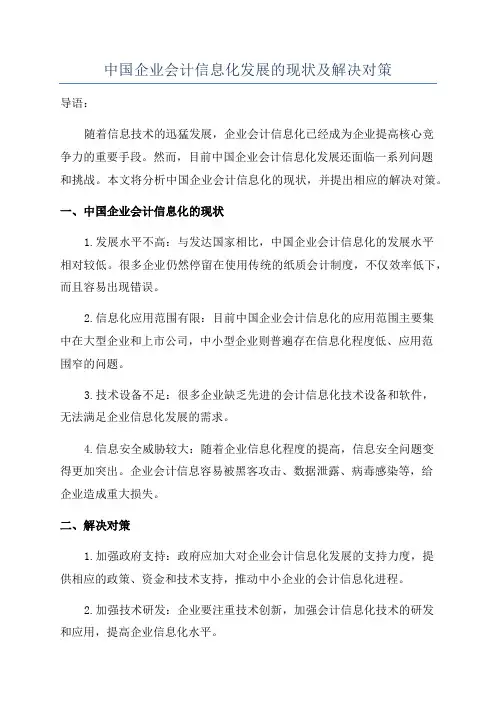中国企业会计信息化发展的现状及解决对策