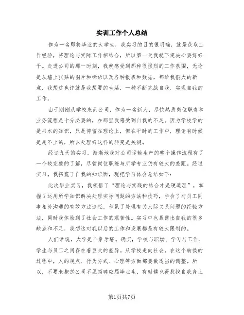 实训工作个人总结(4篇)