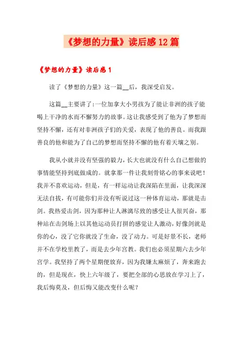 《梦想的力量》读后感12篇