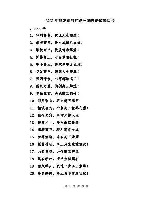 2024年非常霸气的高三励志语横幅口号