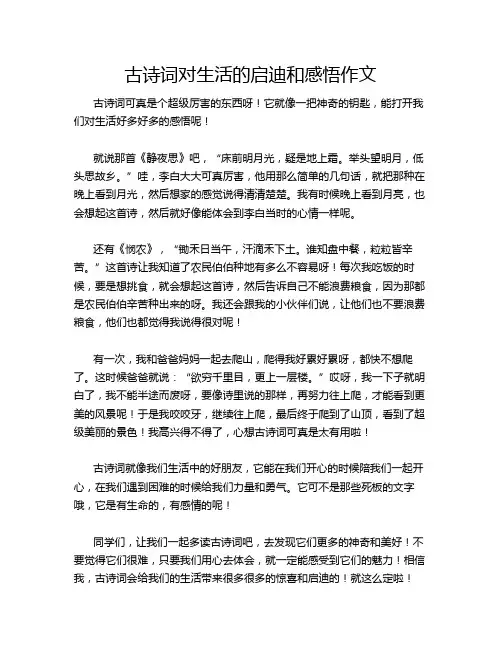 古诗词对生活的启迪和感悟作文