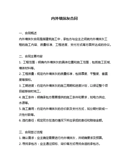 内外墙抹灰合同