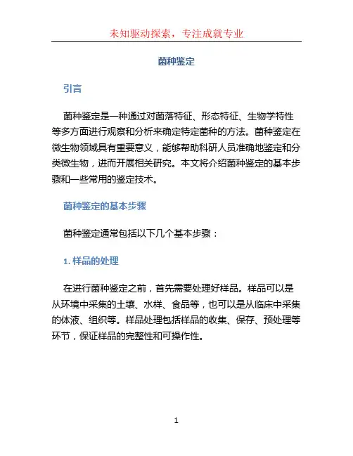 菌种鉴定文档