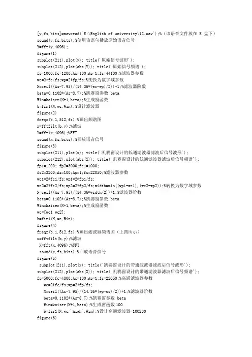 基于matlab语音信号的处理的有关程序与GUI