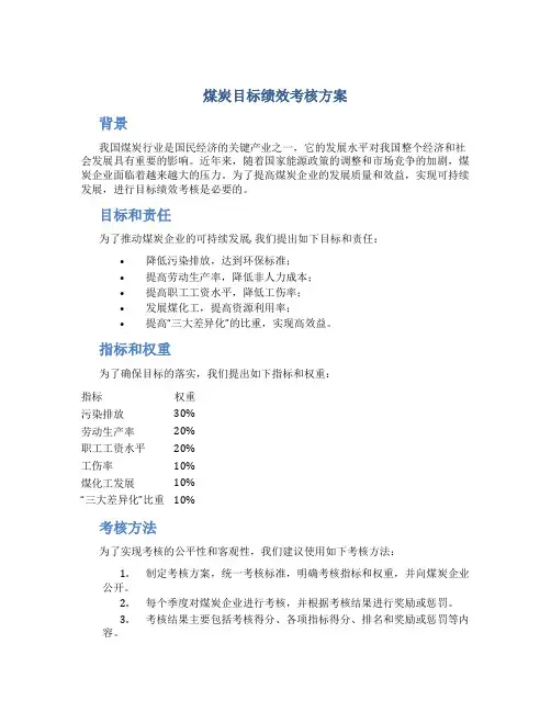 煤炭目标绩效考核方案