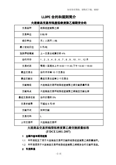 LLDPE合约和规则简介