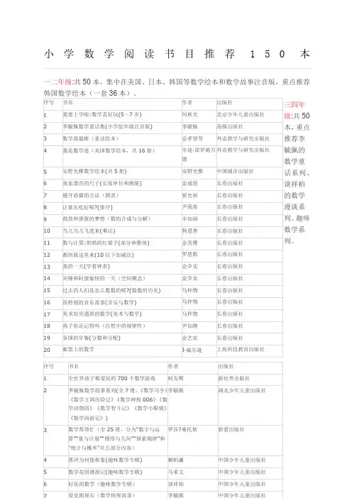 小学数学阅读书目推荐本