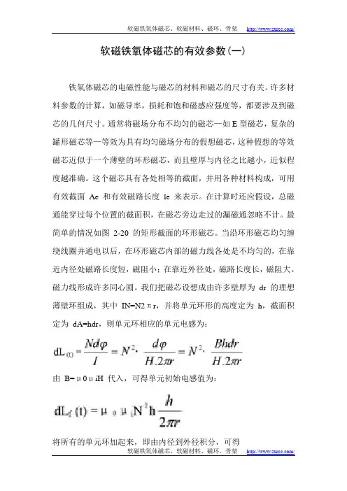 软磁铁氧体磁芯的有效参数(一)
