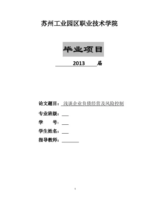 浅谈企业负债经营及风险控制(论文)(1)