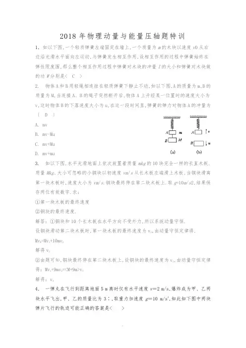 2018版高考物理专题_动量与能量压轴题特训(含答案详解)