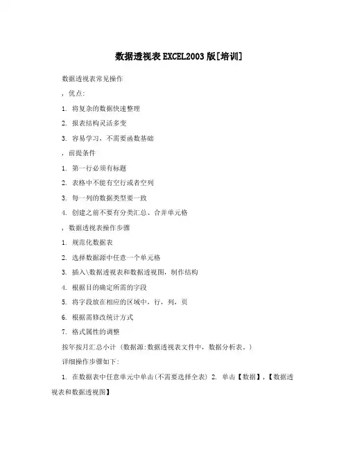 数据透视表EXCEL2003版[培训]