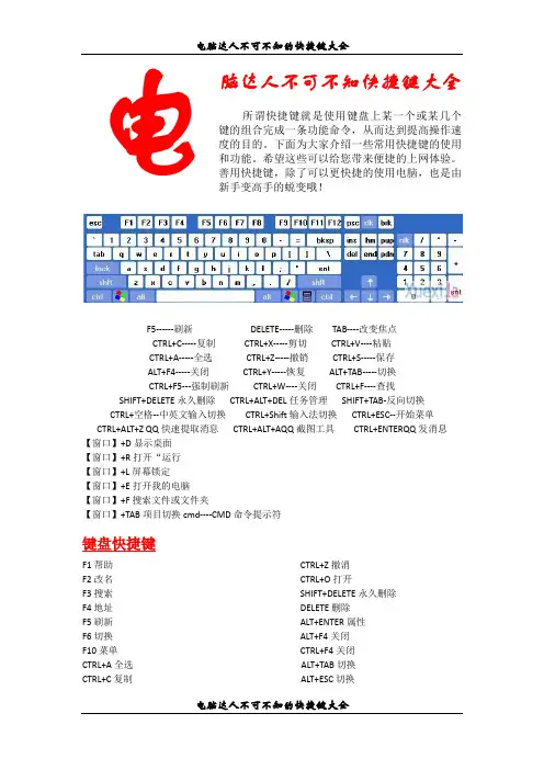 电脑达人不可不知的快捷键大全