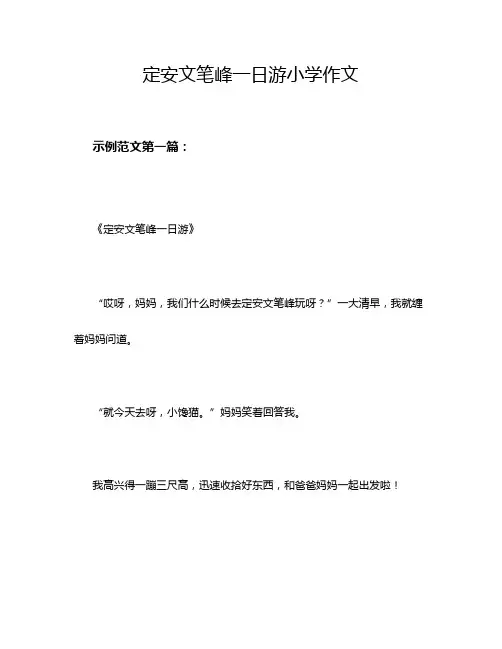 定安文笔峰一日游小学作文