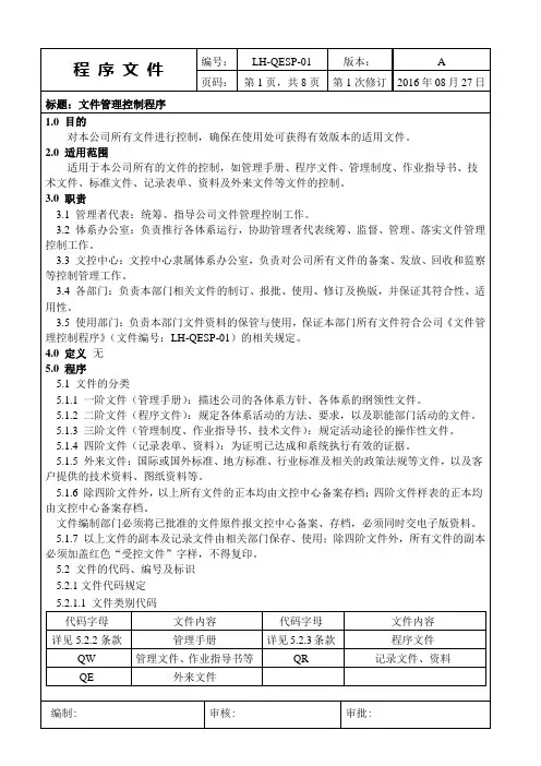 文件管理控制程序