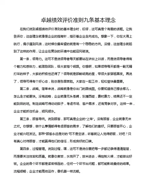 卓越绩效评价准则九条基本理念