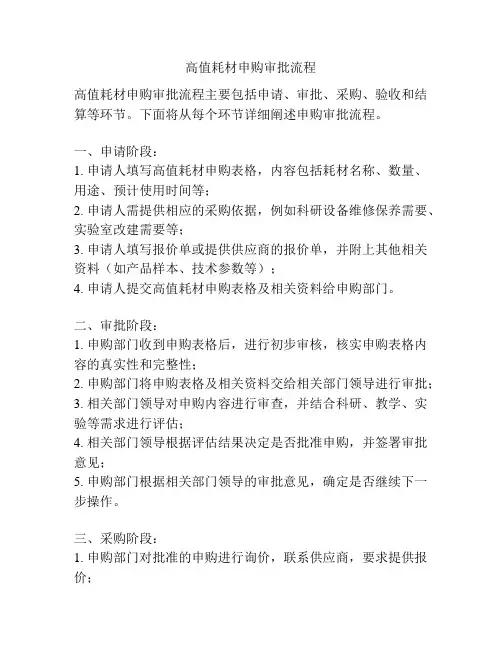 高值耗材申购审批流程
