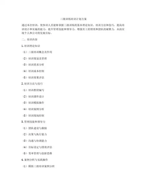 三级训练培训计划方案