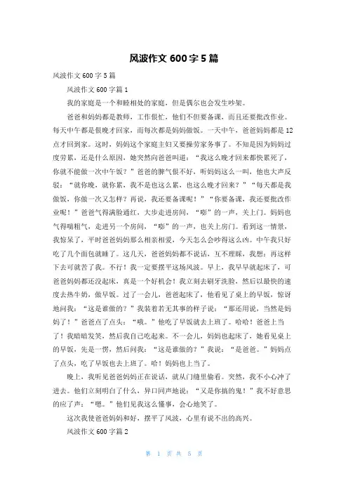风波作文600字5篇