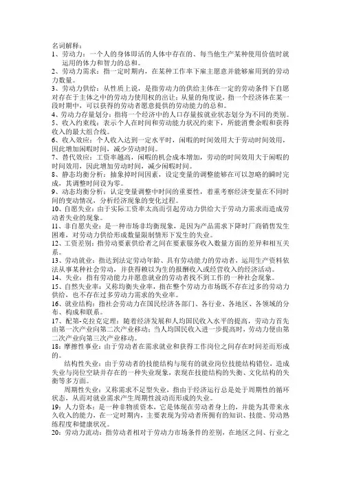 劳动经济学重点