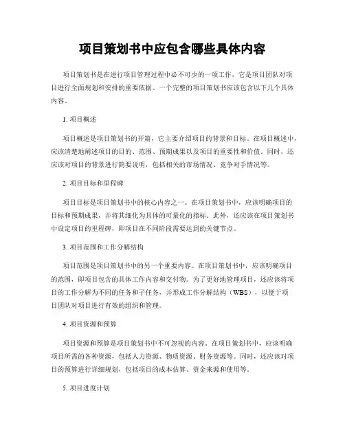 项目策划书中应包含哪些具体内容