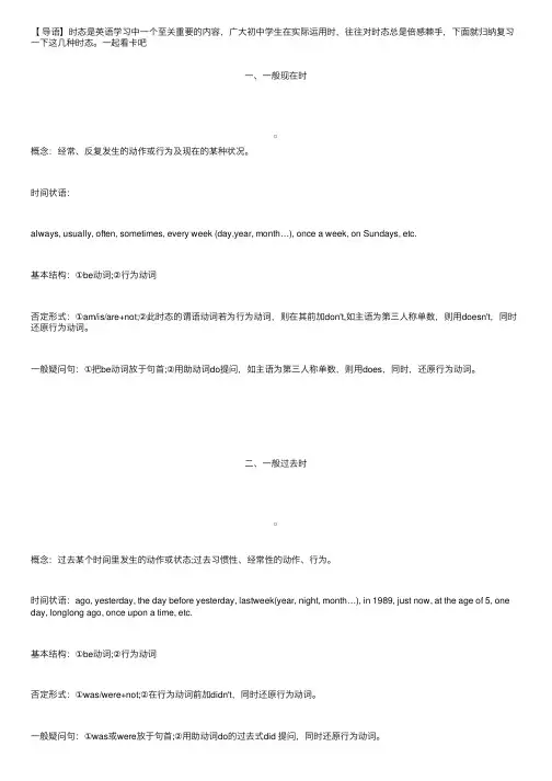 中考英语必考的八种时态知识汇总