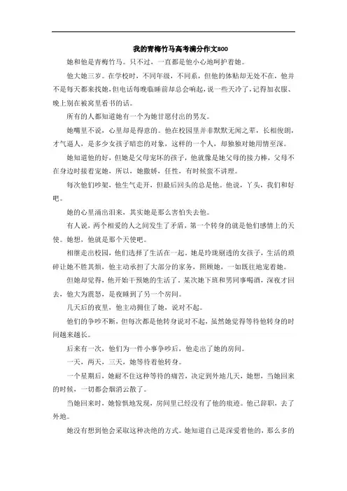 我的青梅竹马高考满分作文800