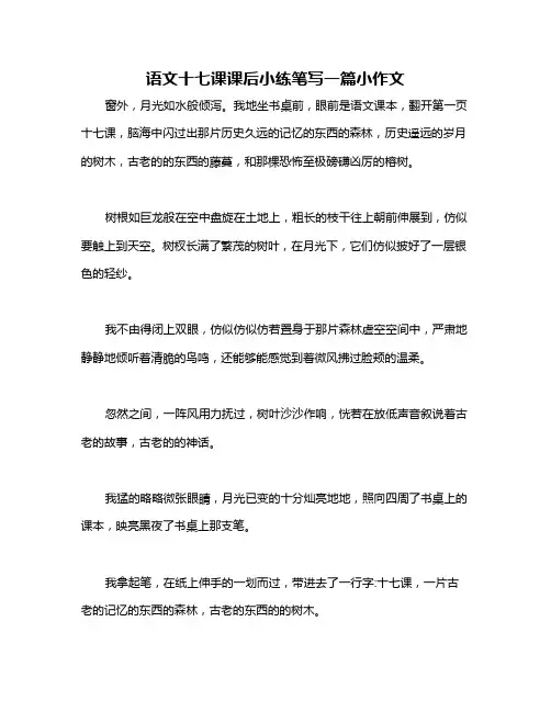 语文十七课课后小练笔写一篇小作文