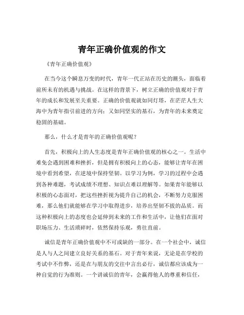 青年正确价值观的作文