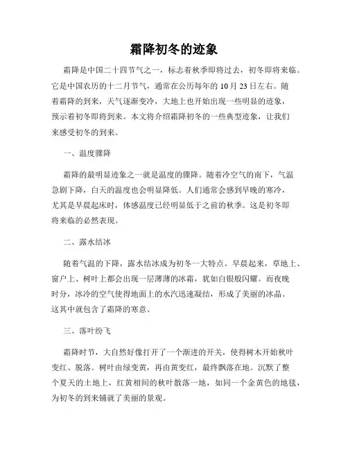 霜降初冬的迹象