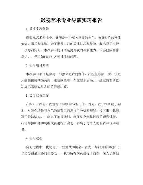 影视艺术专业导演实习报告