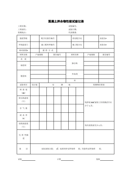 混凝土拌合物性能试验记录表.jdoc