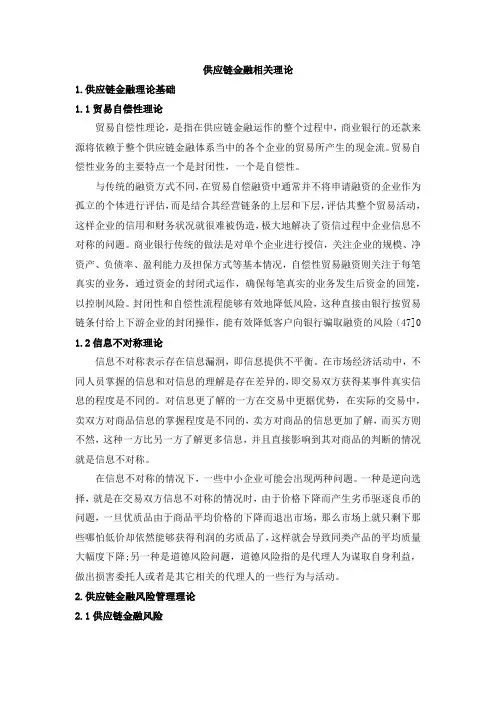供应链金融相关理论