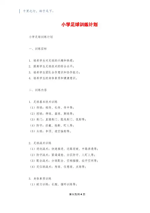 小学足球训练计划
