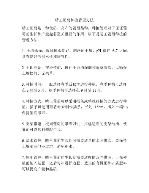 晴王葡萄种植管理方法