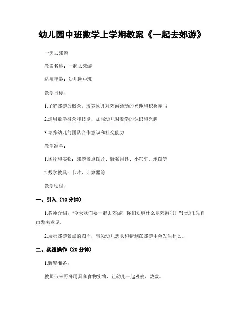 幼儿园中班数学上学期教案《一起去郊游》