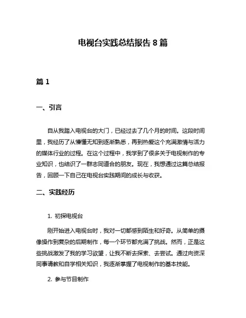 电视台实践总结报告8篇