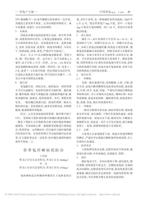 春季兔疥癣病的防治