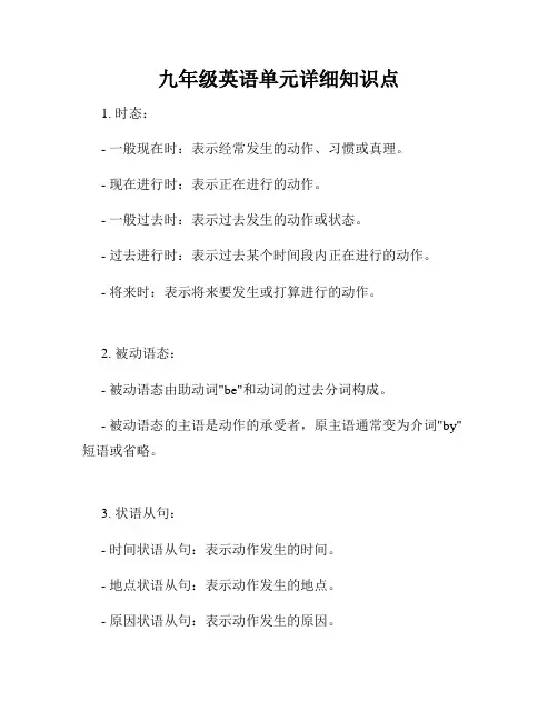 九年级英语单元详细知识点