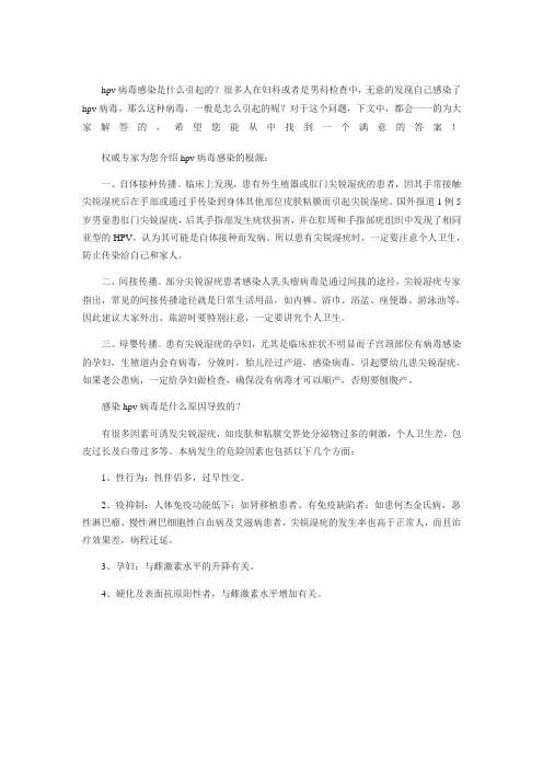 hpv病毒感染是什么引起的