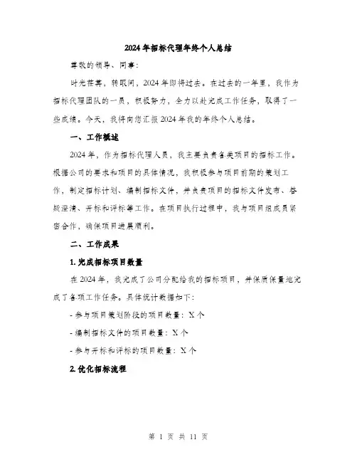 2024年招标代理年终个人总结（三篇）