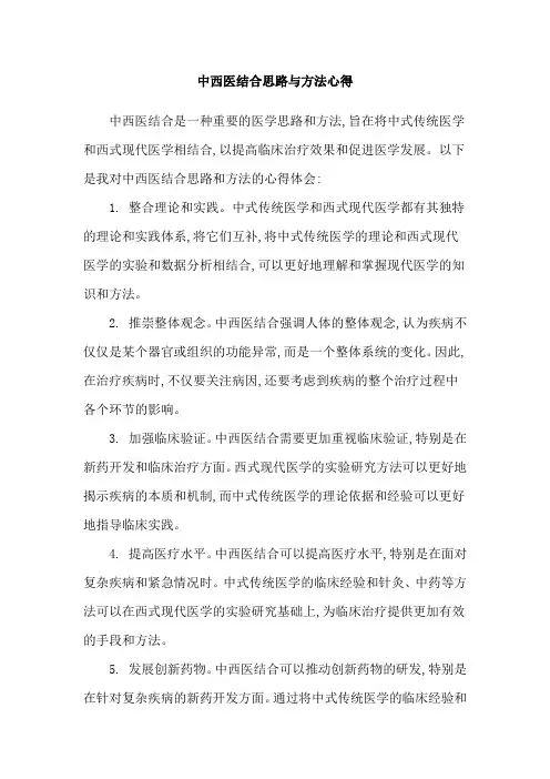 中西医结合思路与方法心得