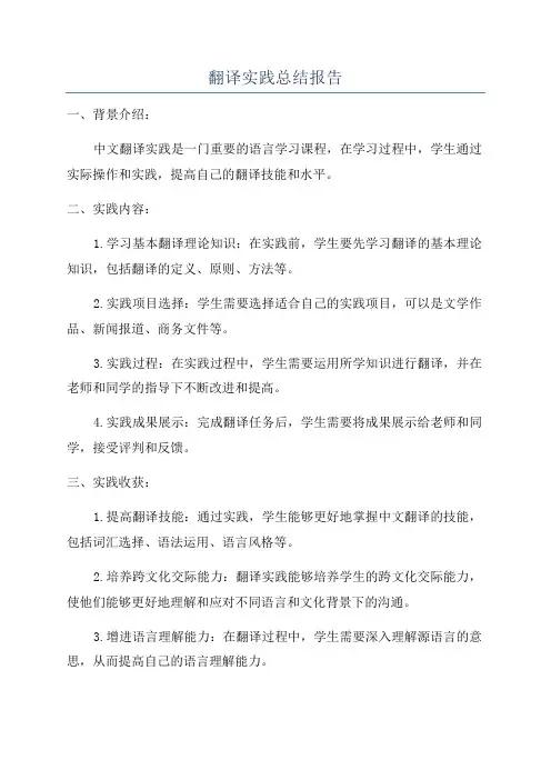 翻译实践总结报告