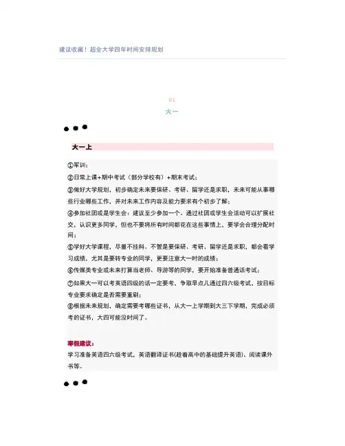 建议收藏!超全大学四年时间安排规划