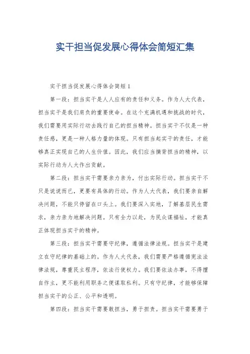 实干担当促发展心得体会简短汇集