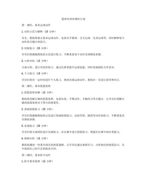 篮球培训班课时计划