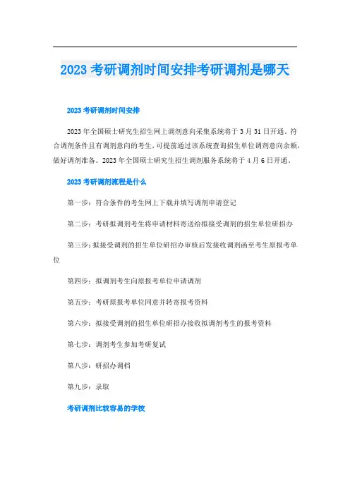 2023考研调剂时间安排考研调剂是哪天